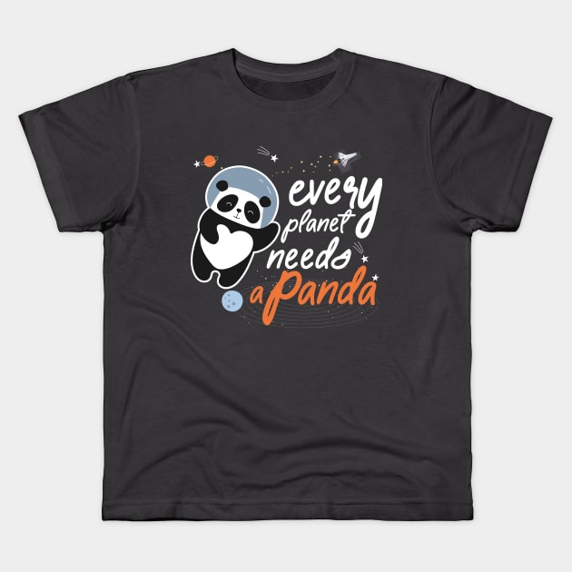 Every planet needs a panda astronaut panda Kids T-Shirt by Ribsa